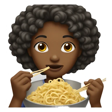 Black girl eating noodles sticker
