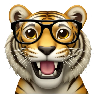 Tigre dientes de sable con un celular gafas insanas y audifonos sticker