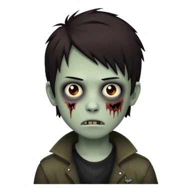 boy zombie with darkish brown emo hair, not so harmed sticker