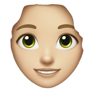 white girl with black long curly ponytail and green eyes smiling sticker