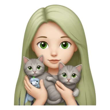 make it with greener eyes and straight long hair with grey kitten sticker