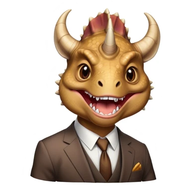 angry face of a triceratops in a suit laughing with tears sticker