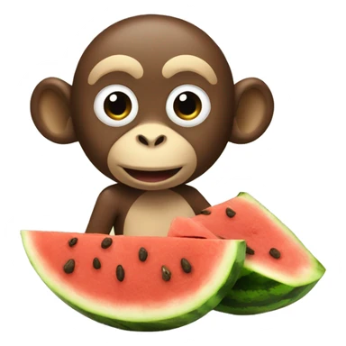 Monkey eating watermelon and chicken sticker