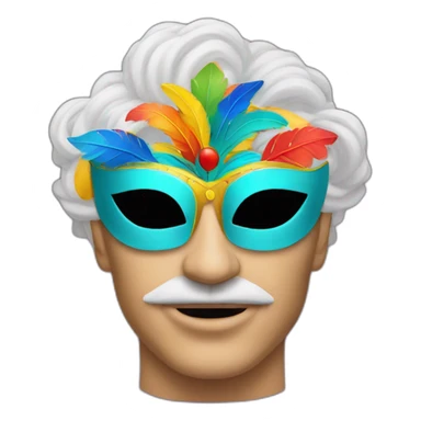 man with a carnaval mask on the head, hiding all the face sticker