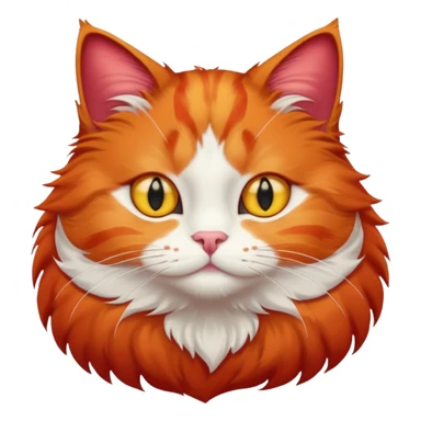 red cat with a white breast, a red spot on the chin. yellow eyes. fluffy. sticker