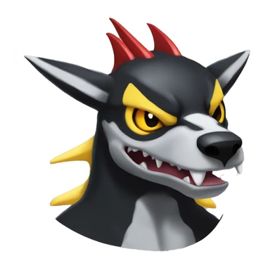 Black Cool Edgy Nargacuga-Houndoom-Garchomp-Noivern Fakémon  with White and Red and yellow and black Edgy markings sticker