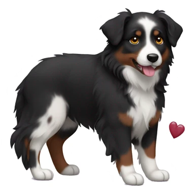 Small black australian shepherd dog with maroon hearts sticker