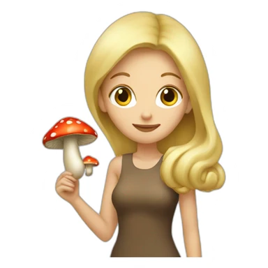 Blond Woman with mushroom in hand sticker