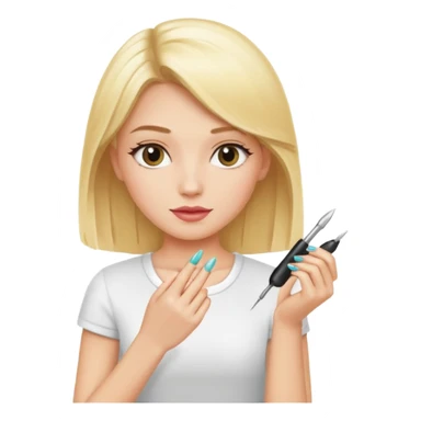 Blondie girl making nails sticker