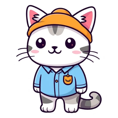 Cat wearing a shirt with a hat  sticker