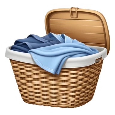 laundry basket with clean clothes sticker