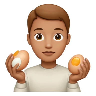 A face holding two eggs sticker