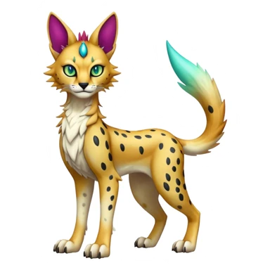 Epic Edgy Colorful ethereal eldritch Sergal-Serval-Fionbri full body sticker