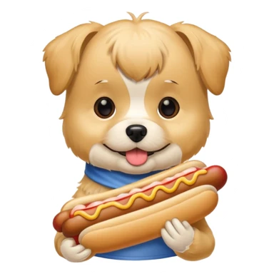 Morkie eating hot dog sticker