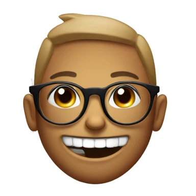 shushing face, with glasses and bunny teeth, grinning sticker
