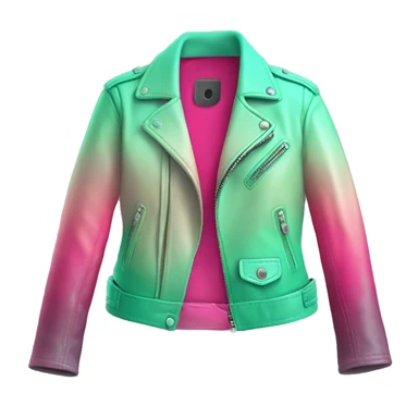 Realistic open hot pink to mint green ombre fashion leather jacket isolated.  sticker