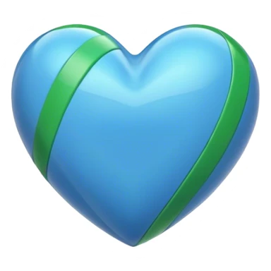 Glossy blue heart with green athletic stripes sticker