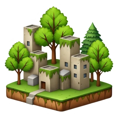 a piece of land with trees and buildings sticker