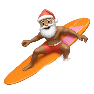 tan skin light pink santa claus surfing on an orange surf board sticker