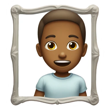 the child shows his tongue in front of the mirror sticker