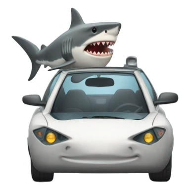 shark driving a car sticker