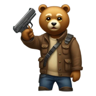 Ours avec un pistolet sticker