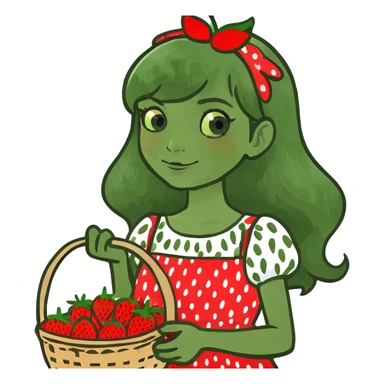 Girl with strawberries  sticker
