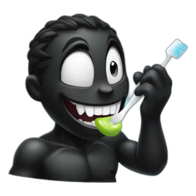 All black Venom brushing his teeth carefully sticker