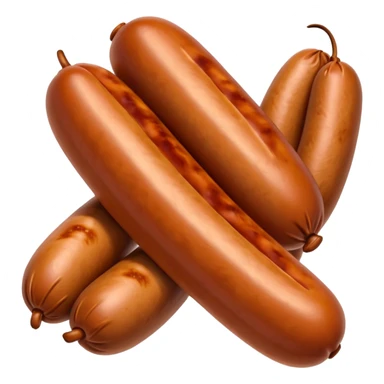 Three sausages linked together.
Apple emoji style sticker