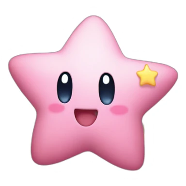 cute happy Kirby holding a star sticker