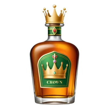 green label Crown Whiskey bottle, detailed sticker