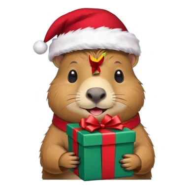 Capybara con gorrito de navidad con un montón de poses para paquete de sticker de WhatsApp que tengan un dialogo sticker
