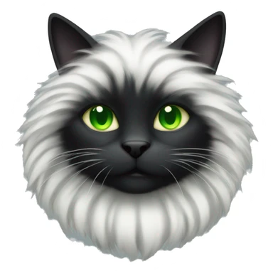 fluffy black cat with green eyes and grey stripes sticker