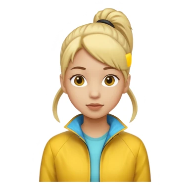 girl with yellow jacket, pony tail. sticker