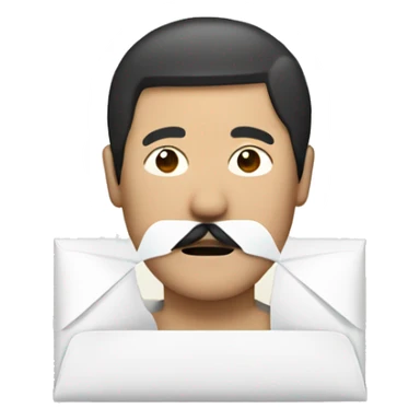moustache asian man with  bandage envelope face sticker