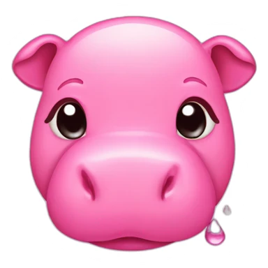 crying pink hippos with tear drops from eyes sticker