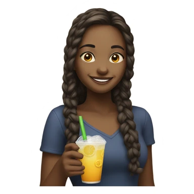 smiling girl with drink sticker