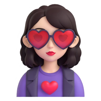 emo girl with heart-shaped sunglasses, dark hair, mysterious vibe sticker