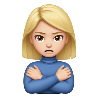 girl crossing arms holding neck angry sticker