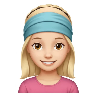 Girl wearing cloth headband and smile sticker
