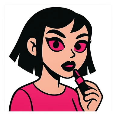 gothic lipstick, black and pink, vibrant toon style sticker