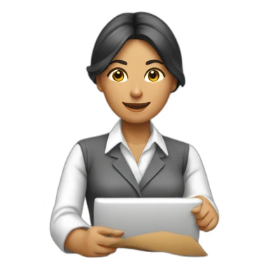 Mujer trabajando en una oficina bancaria sticker