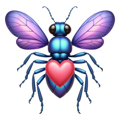 Bug holding a love heart sticker