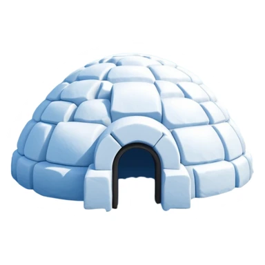 A traditional snow igloo on a vast snowy plain under a clear blue sky. Soft sunlight casts gentle shadows across the snow. The igloo has a small entrance tunnel and compacted snow blocks forming its dome. Realistic Arctic environment, calm winter feeling. Negative: Background transparent. sticker