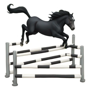 BLACK HORSE JUMPING AN OBTACLE, THE HORSE IS COMPLETELY BLACK  sticker