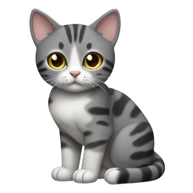 Grey black tabby with white chest and leg sticker