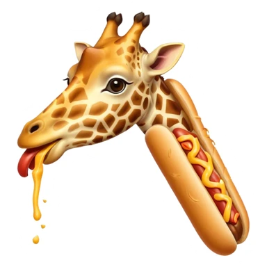 Giraffe eats hotdog sticker