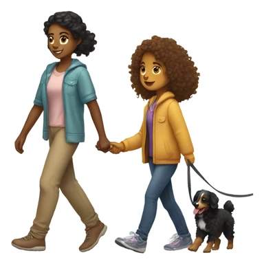girl walking a poodle and an australian shepard  sticker