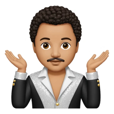 Howard Hewett with dark brown jeri curl hair, white sequin outfit sticker