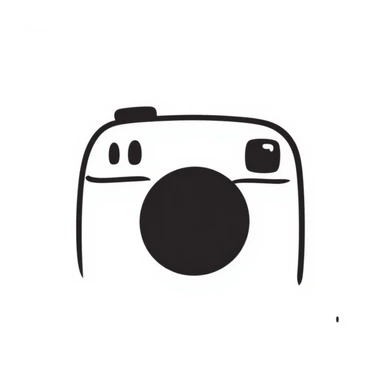 Instagram logo, hand-drawn doodle style, playful, no text sticker